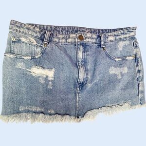 EUC Free People Frayed Denim Mini Skirt Size 12 Bundle 2+ & Save 50% Off !